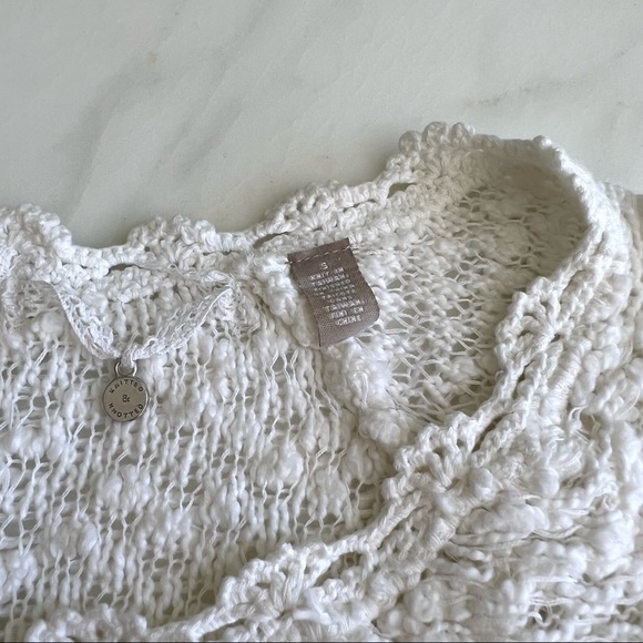 NWOT Anthropologie Knitted & Knotted Crochet Top White Sz S - Picture 4 of 9